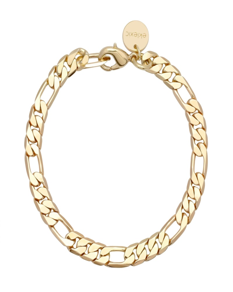 Front of a size 7" Baby Axel Bracelet 7" Gold in Gold by Eklexic. | dia_product_style_image_id:282572